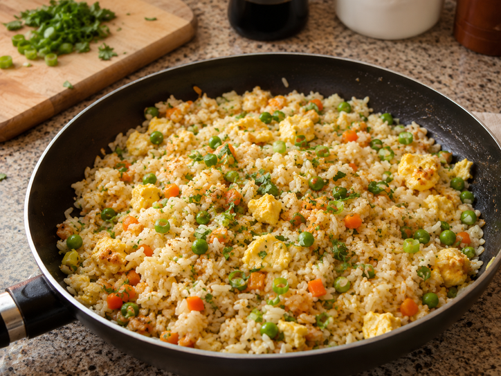 Easy fried rice made with leftovers