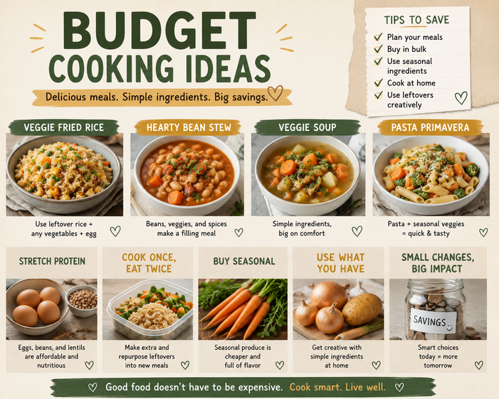 Budget cooking ideas with simple meals and money-saving tips